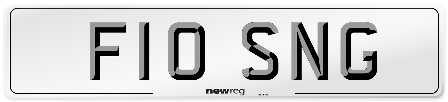 F10 SNG Number Plate from New Reg